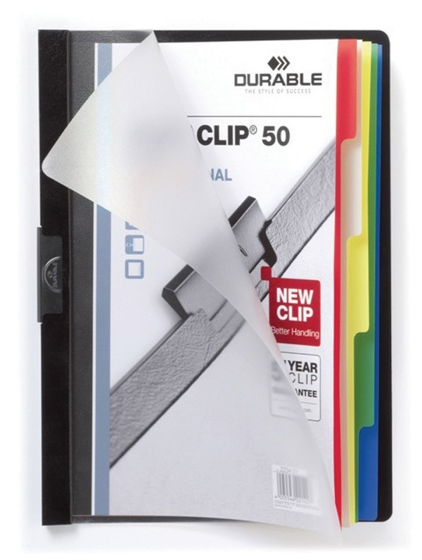 Durable 223401 Duraclip Index File 5 Tab 50 Sheet Capacity A4 Black