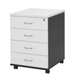 Aspire Mobile Pedestal 4 Drawers 476W x 460D x 675H mm  White Ironstone