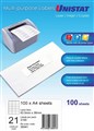 Unistat 38941 Laser Inkjet Copier Labels 635 x 38mm 21 Per Sheet Box 100
