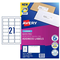 Avery 959001 L7160 Quick Peel Address Labels with Sure Feed Laser 635 x 381mm 21 Per Sheet Pack 100
