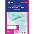 Avery 959050 L7562 Crystal Clear Address Labels Laser 991 x 34mm 16 Per sheet Pack 25