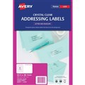 Avery 959055 L7560 Crystal Clear Address Labels Laser 635 x 381mm 21 Per Sheet Pack 25