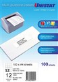 Unistat 38947 Labels Laser Inkjet Copier 68 x 70mm 12 Per Sheet Box 100