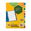 Marbig 37645F Dividers 10 Insert Tab A4 Manilla MultiColoured