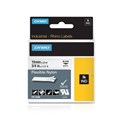 Dymo Rhino 18489 Tape Flexible Nylon Black on White 19mm