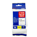 Brother TZE231V2 PTouch Tape Black on White 12mm Pack 2