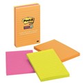 Post It Notes 660 3SSUC 98 x 149mm Super Sticky Lined Rio De Janeiro Assorted Pack 3