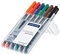 Staedtler 318 WP6 Lumocolor Permanent Pen Fine Assorted Wallet 6