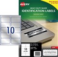 Avery 959203 L6012 Heavy Duty Labels Laser 96 x 508mm 10 Per Sheet Silver Pack 20
