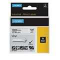 Dymo Rhino 18444 Tape Vinyl Black on White 12mm