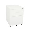 Pedestal Metal Mobile 3 Drawers 1 x File  2 Box Drawers White Satin