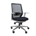Glamour Executive Black Mesh Back White Arms  Frame Polished Base Black Fabric Seat