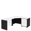 Aspire 3 Piece Corner Workstation 1800W x 1800W x 600D x 730H mm White Ironstone Drawers  Pedestal Not Included